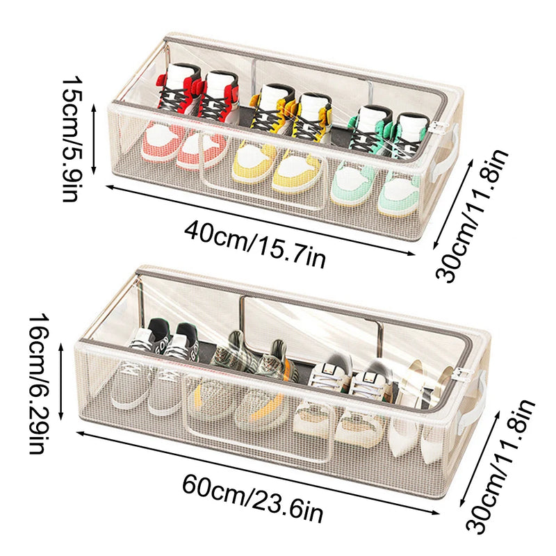 1PC Pvc Shoe Basket Bed Bottom Shoe Storage Box Shoe Box Dust-Proof Transparent Single-Window Organizer Folding
