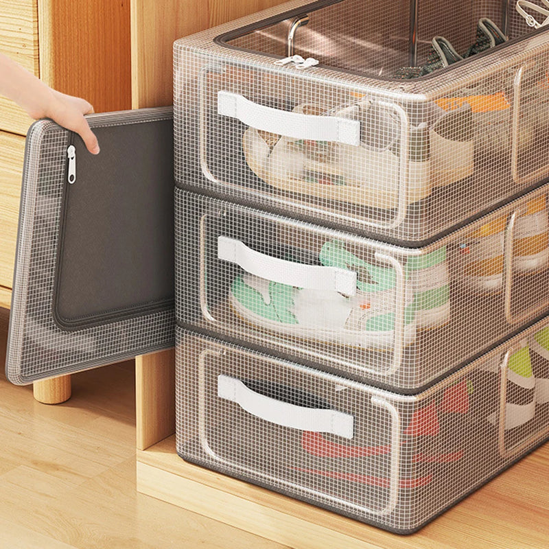 1PC Pvc Shoe Basket Bed Bottom Shoe Storage Box Shoe Box Dust-Proof Transparent Single-Window Organizer Folding