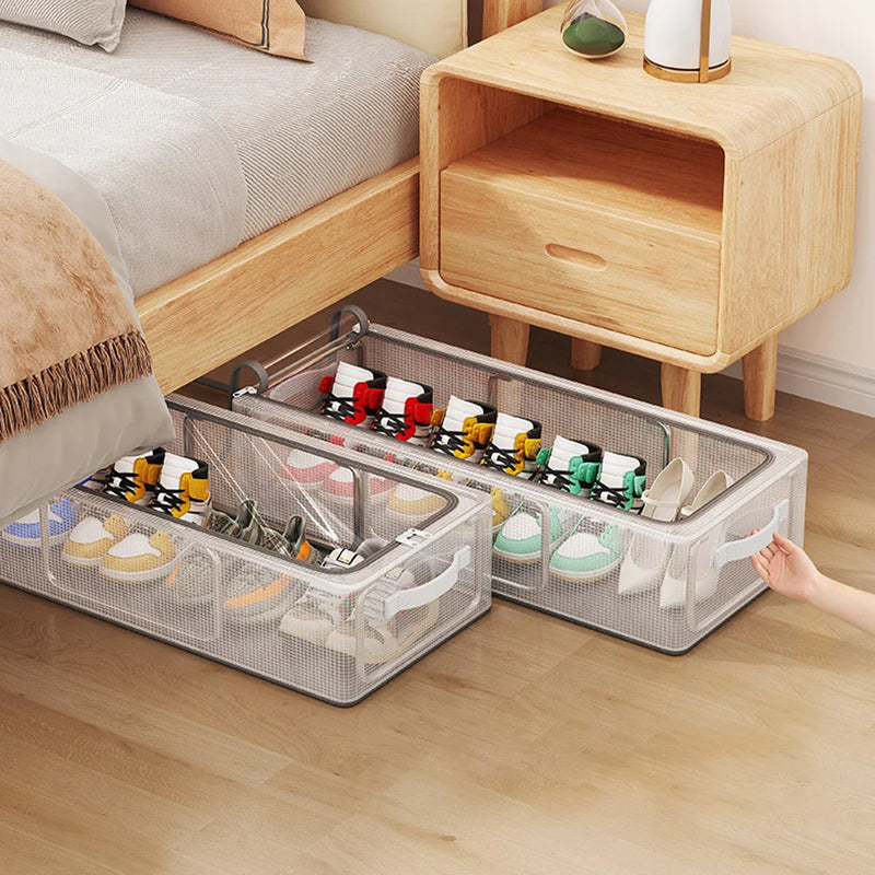 1PC Pvc Shoe Basket Bed Bottom Shoe Storage Box Shoe Box Dust-Proof Transparent Single-Window Organizer Folding